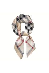 Trendy, Güneşten Koruyan, Rüzgar Geçirmez, Çift Taraf Baskılı, Şal, Fular, Eşarp 70x70 Bej