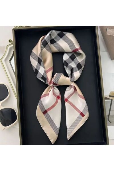 Trendy, Güneşten Koruyan, Rüzgar Geçirmez, Çift Taraf Baskılı, Şal, Fular, Eşarp 70x70 Bej