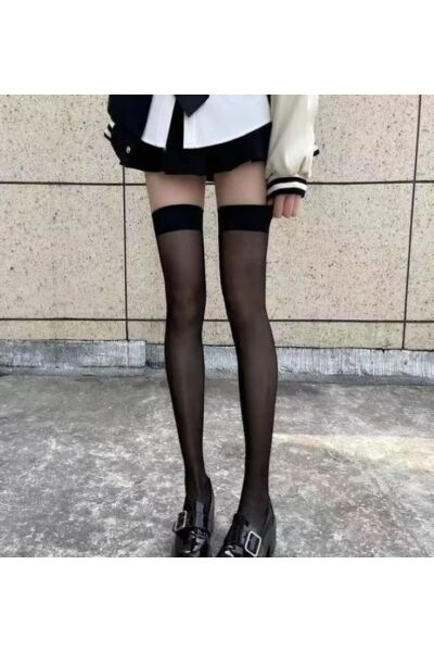 Ultra İnce Siyah Diz Üstü,  Yetişkin  Çorabı