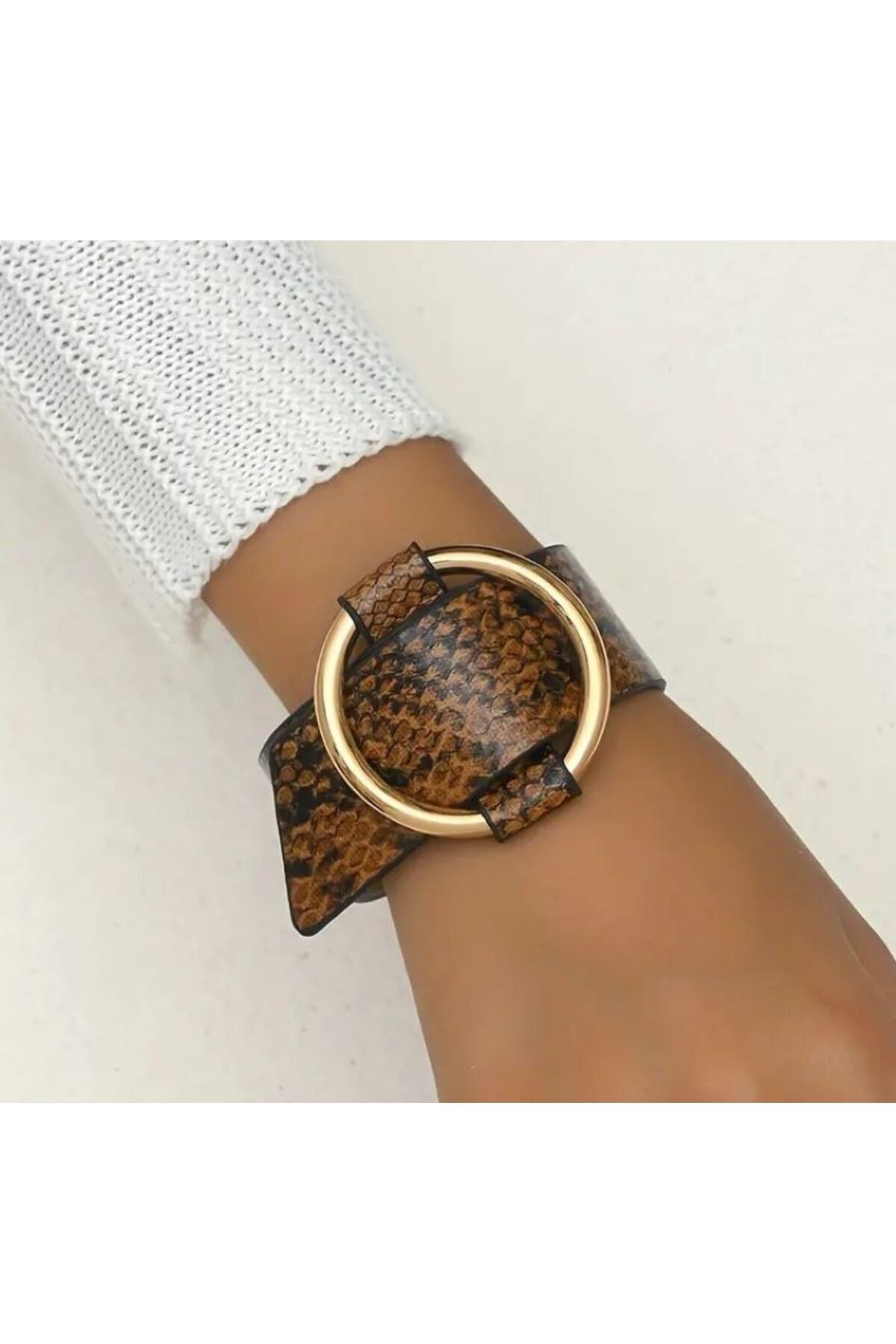 Ayarlanabilir Geometrik Yılan Derisi Vegan Bileklik