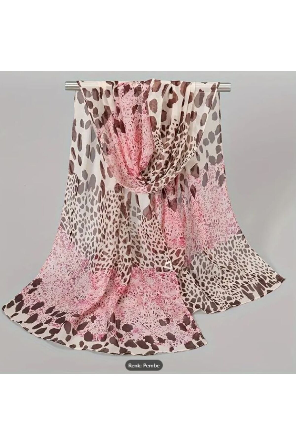 Bohem Pembe Leopar Baskılı Rüzgar Geçirmez, Desenli Şal, Fular 50cmx150cm