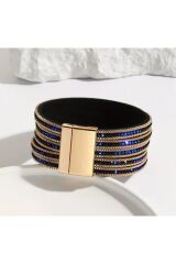 boho Chic Vegan Deri Zirkon Detaylı Bileklik
