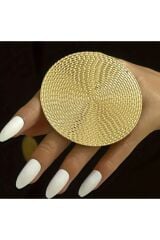 18 Ayar Altın Kaplama Büyük Yuvarlak Gold Yüzük