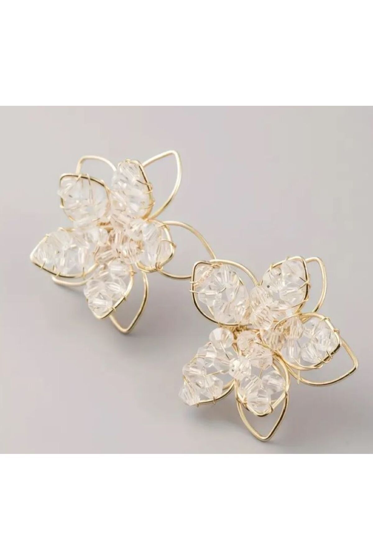 Cam Mozaik Dekoratif Çiçek Küpeler-Kulak İğnesi 925 Ayar Gümüş