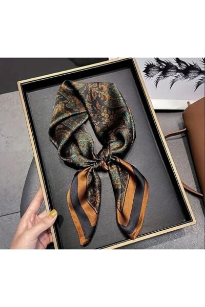 Elegant Desenli Ithal, Çift Taraflı, Kare Şal Eşarp 70cmx70cm