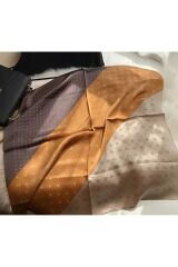 Vintage Puantiyeli, Çift Taraflı Ithal Kare Şal Fular Eşarp 70cmx70cm