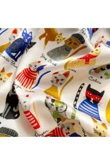 Boho Chic Kedi Baskılı Ipek Saten, Rüzgar Geçirmez, Çift Taraf Baskılı, Şal, Fular, Eşarp 70x70