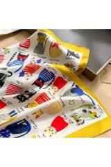 Boho Chic Kedi Baskılı Ipek Saten, Rüzgar Geçirmez, Çift Taraf Baskılı, Şal, Fular, Eşarp 70x70