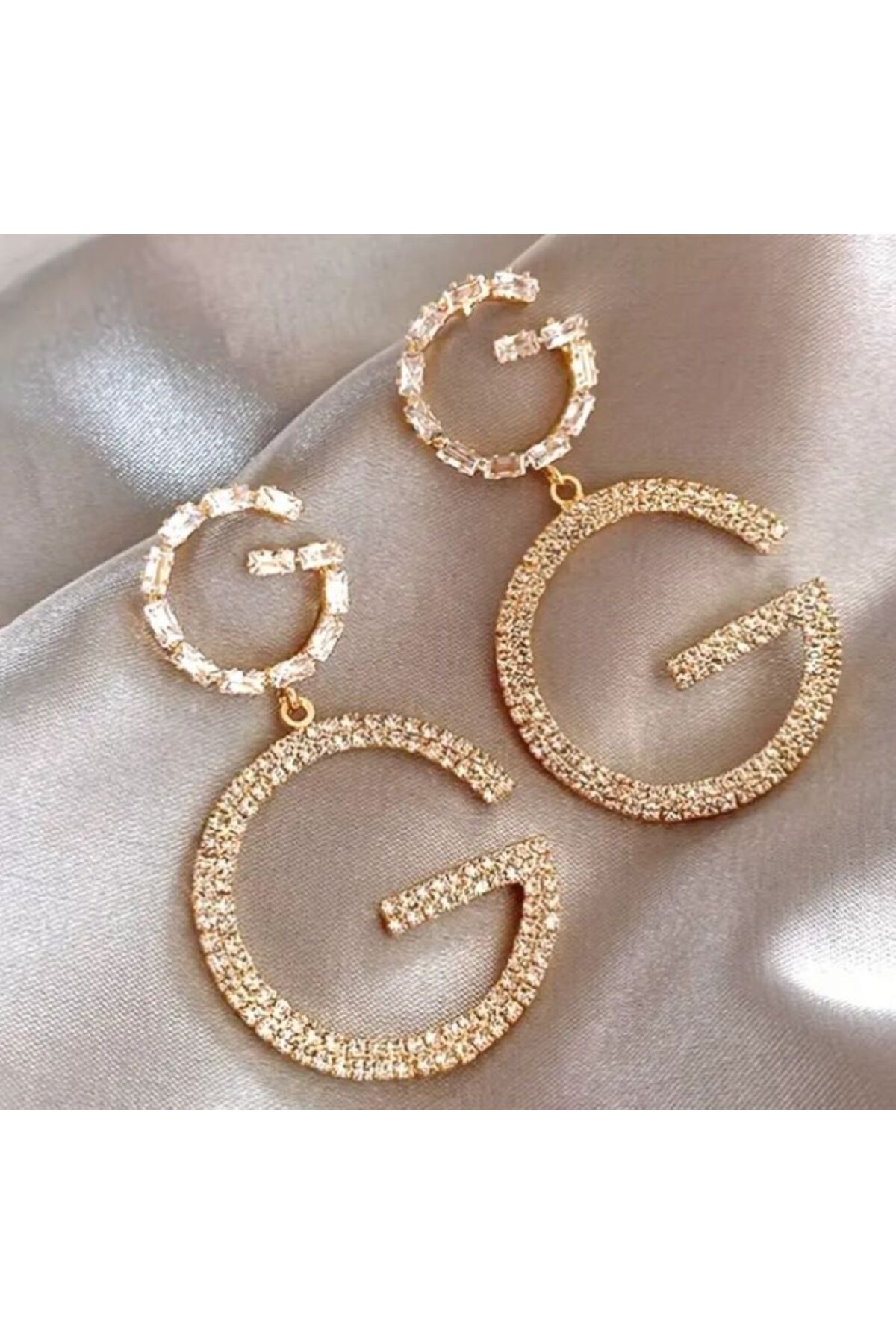 G Harfi Sallantılı Küpeler Kulak İğnesi 925 Ayar Gümüş