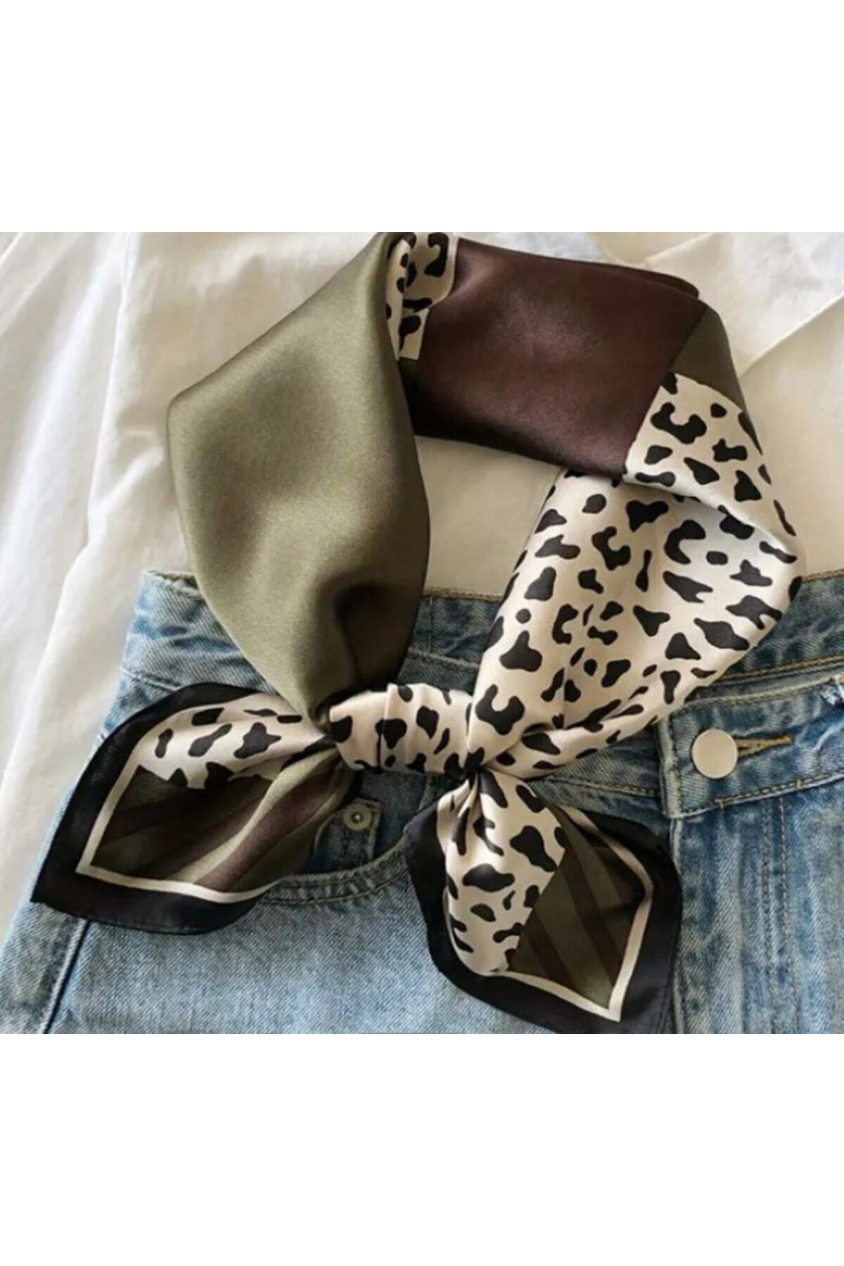 Boho Chic Leopar Desenli, Güneş, Rüzgar Geçirmez, Çift Taraf Baskılı, Şal, Fular, Eşarp 70x70
