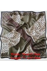 Boho Chic Leopar Desenli, Güneş, Rüzgar Geçirmez, Çift Taraf Baskılı, Şal, Fular, Eşarp 70x70