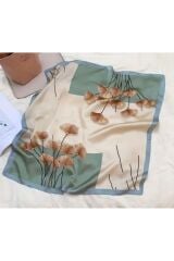 Kamelya Desenli, Elegant, Rüzgar Geçirmez, Çift Taraf Baskılı, Şal, Fular, Eşarp 70x70