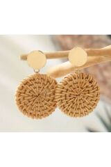 Bohem, hasır örgü, İlk Bahar, Yaz, Plaj Küpeleri. Kulak İğnesi Paslanmaz Çelik