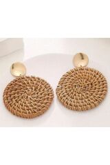 Bohem, hasır örgü, İlk Bahar, Yaz, Plaj Küpeleri. Kulak İğnesi Paslanmaz Çelik