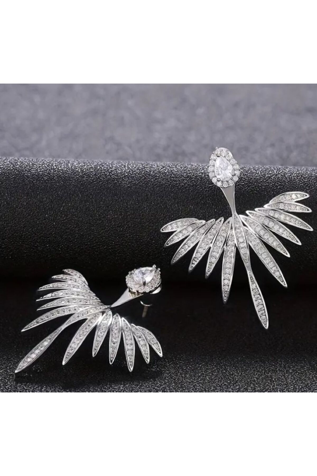 Vintage Tasarım Melek Kanadı Kulak İğnesi 925 Ayar Gümüş