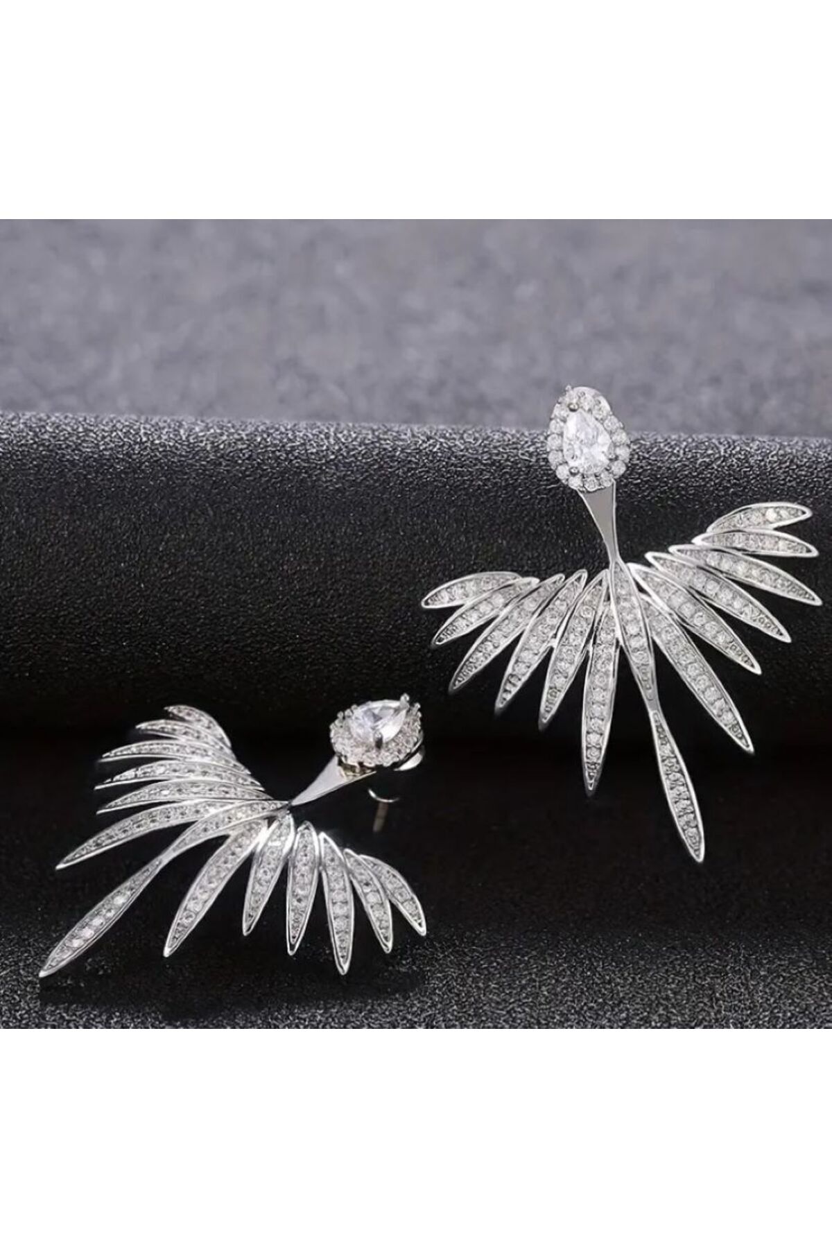 Vintage Tasarım Melek Kanadı Kulak İğnesi 925 Ayar Gümüş