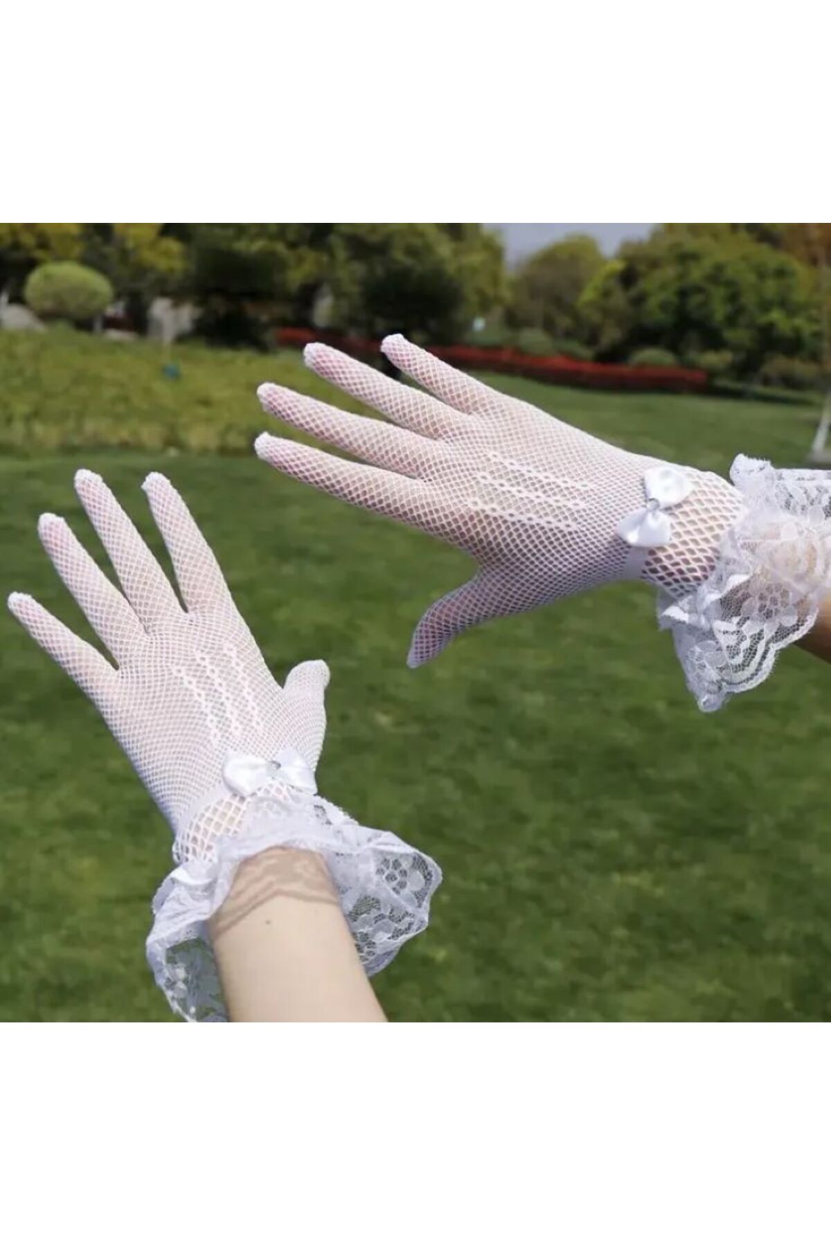 Dantel Detaylı, Fiyonklu, File Parti Eldiveni, Nikah, Düğün, Balo, Parti