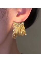 Işıltılı Zarif Gold küpe