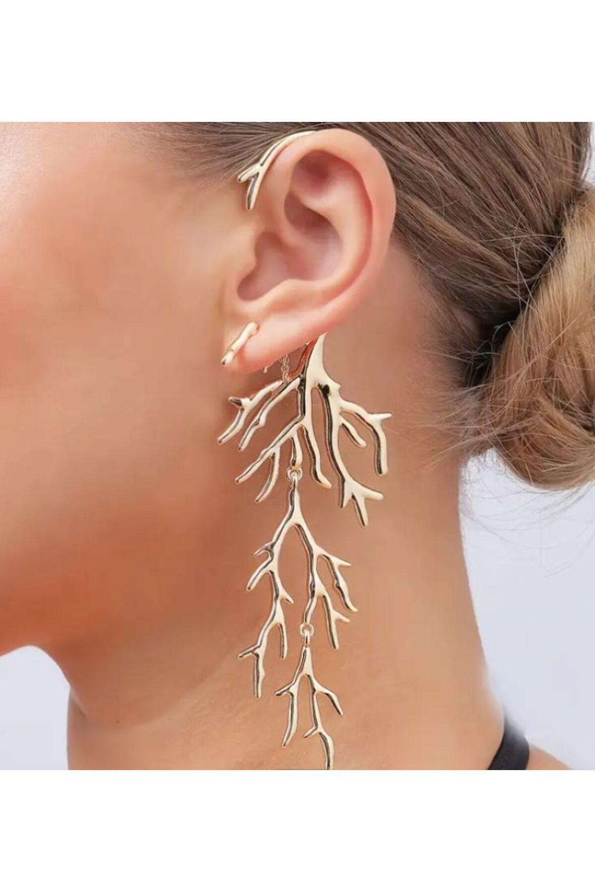 Göz Alıcı, Çarpıcı, Mercan Görünümlü Küpe Seti