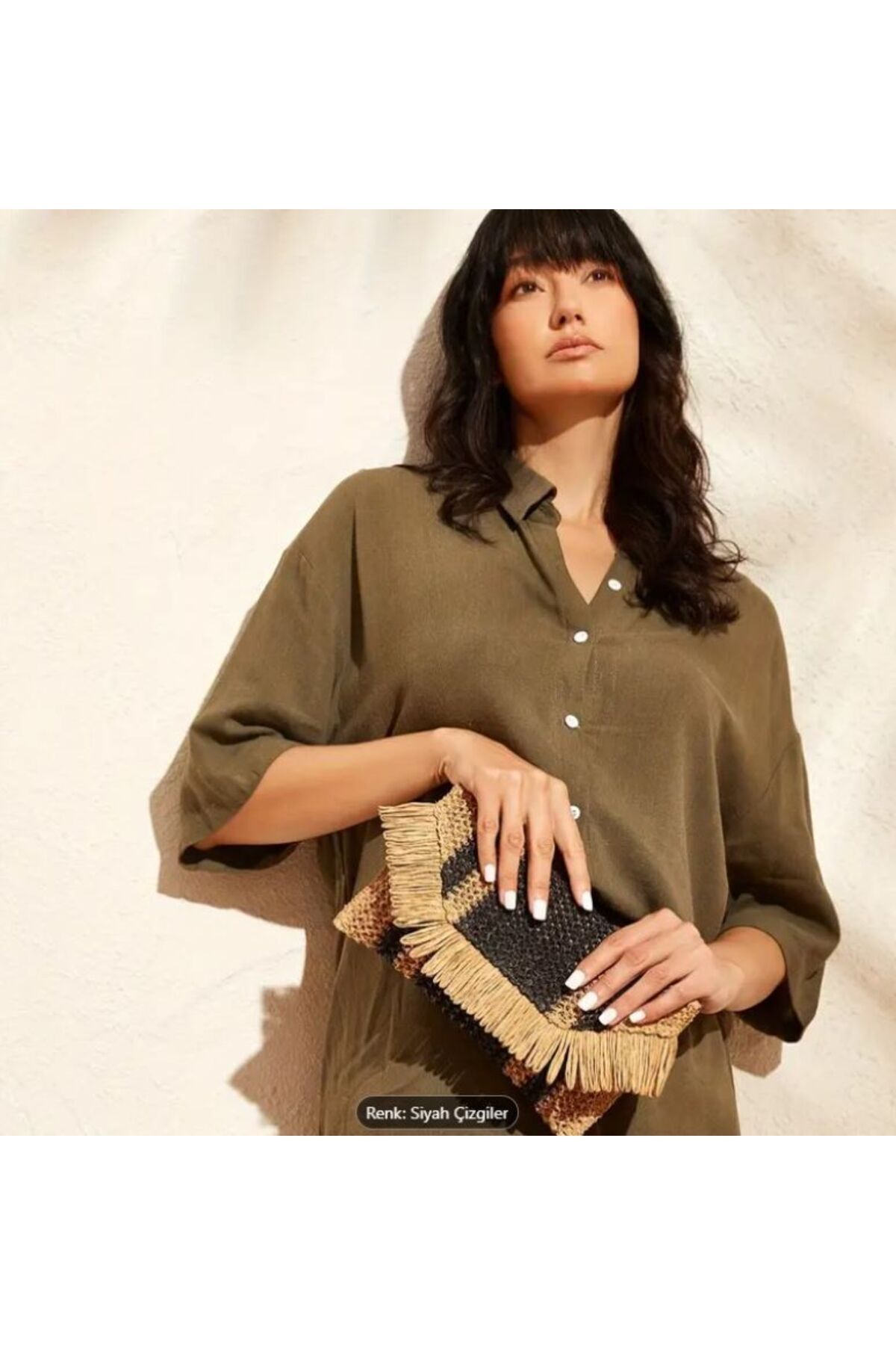 Püsküllü Zarif Hasır Örgü, El Çantası, Clutch, Davet, Günlük, Plaj