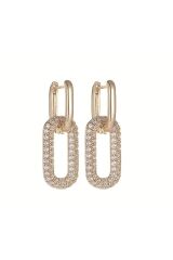 İç İçe Geçmiş Elegant Halkalar, Kulak İğnesi 925 Ayar Gümüş