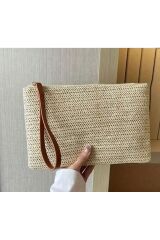 Sade, Mini, Düz  Hasır Renk El Çantası, Clutch