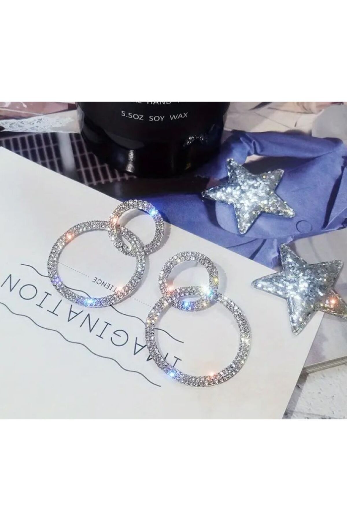 Y2K Parlak Taşlı Yapay Elmas Küpeler