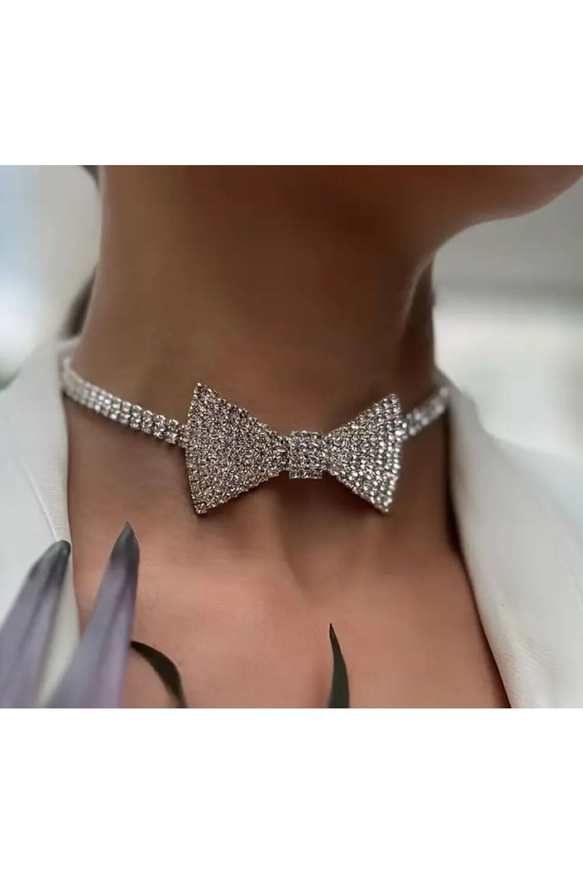 Gümüş Kaplama, Yapay Elmas, Papyon, Kolye