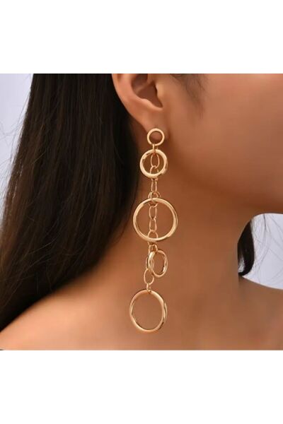 Uzun Geometrik Halka Küpe-Kulak İğnesi Paslanmaz Çelik