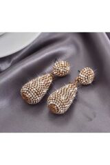 Yapay Elmas, Parıltılı, Elegant Damla Küpe-Kulak İğnesi Paslanmaz Çelik