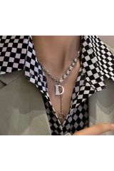 Zirkon Taşlı, D Harfi Kolye