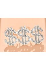 Gümüş Kaplama, Yapay Elmas Detaylı, Dolar Amblemli Yüzük