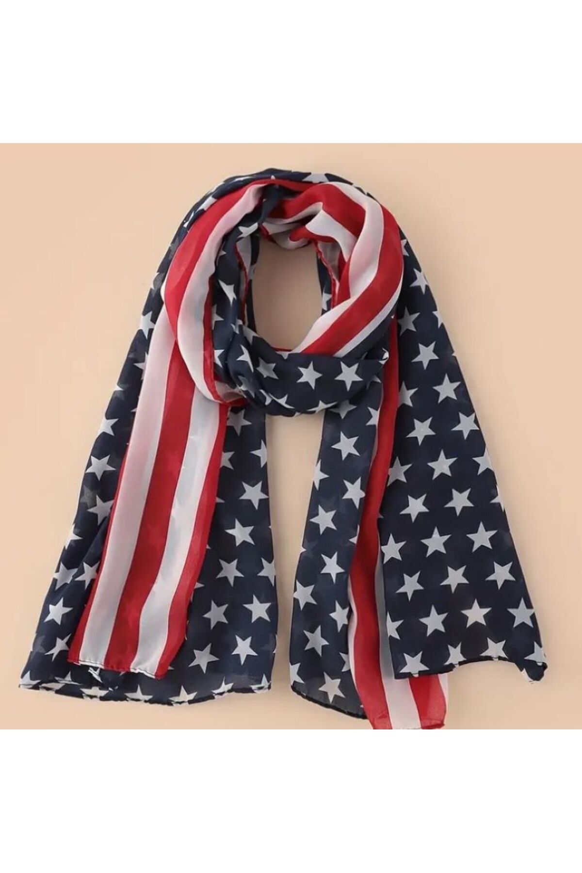 USA Bayrağı Baskılı, Rüzgar Geçirmez Şifon Fular 150x70 cm