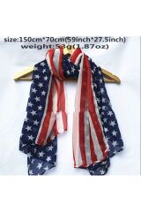 USA Bayrağı Baskılı, Rüzgar Geçirmez Şifon Fular 150x70 cm