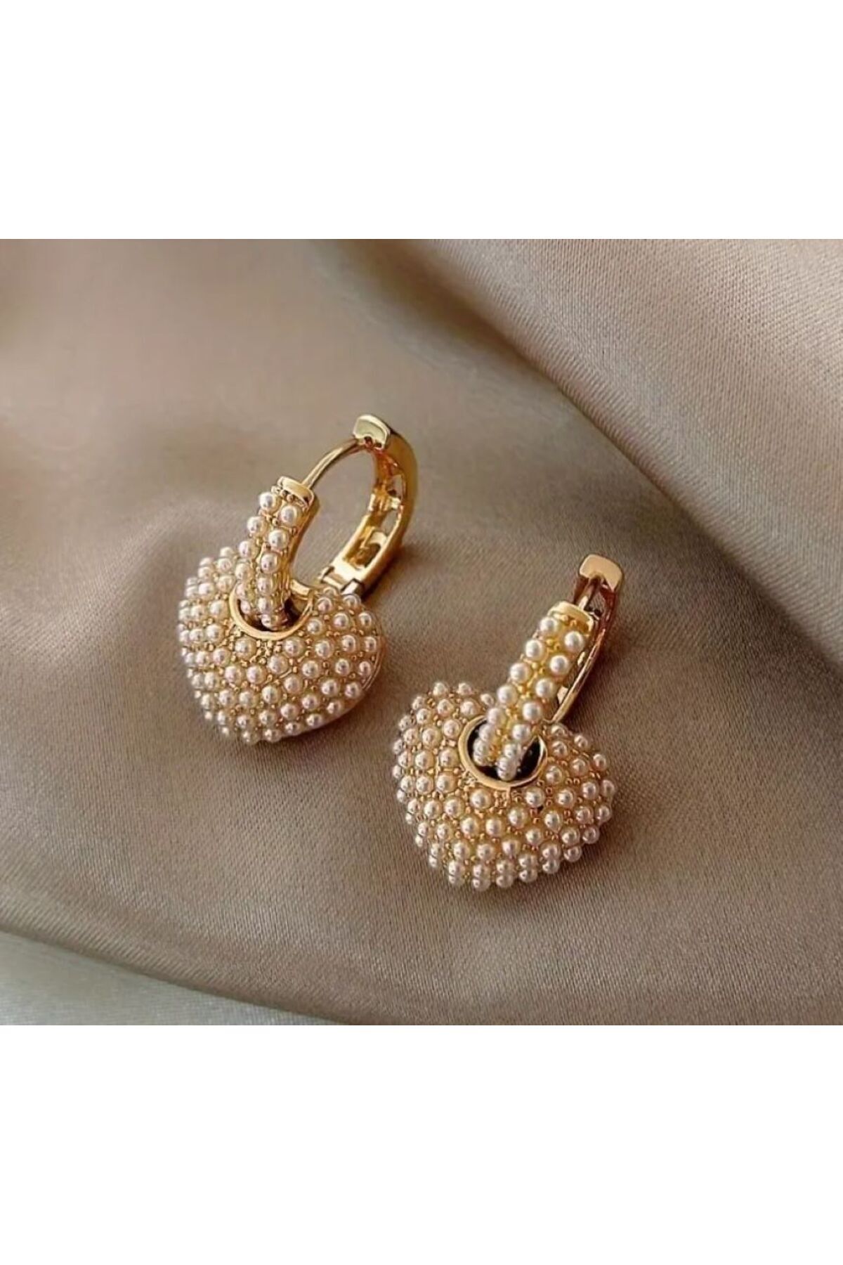 14K Altın kaplama, Yapay inci, Fransız Tarzı damla Küpe