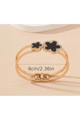 Trend Taşlı 18 Ayar Altın Kaplama Kelepçe Bilezik