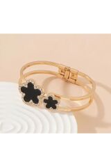 Trend Taşlı 18 Ayar Altın Kaplama Kelepçe Bilezik