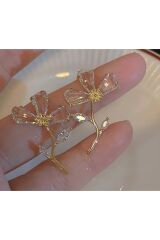 Şeffaf Camdan Çiçek Küpe