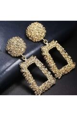 18 Ayar Altın Kaplama Büyük Geometrik Gold Küpe