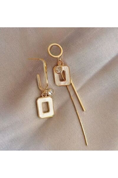 Şık Asimetrik Uzun Püsküllü Küpeler, Kulak İğnesi 925 Ayar Gümüş