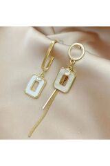 Şık Asimetrik Uzun Püsküllü Küpeler, Kulak İğnesi 925 Ayar Gümüş