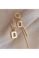 Şık Asimetrik Uzun Püsküllü Küpeler, Kulak İğnesi 925 Ayar Gümüş