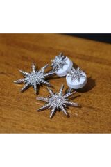 Gümüş Kaplama, Yapay Elmas Yuvarlak kar Tanesi Küpe