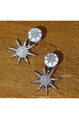 Gümüş Kaplama, Yapay Elmas Yuvarlak kar Tanesi Küpe