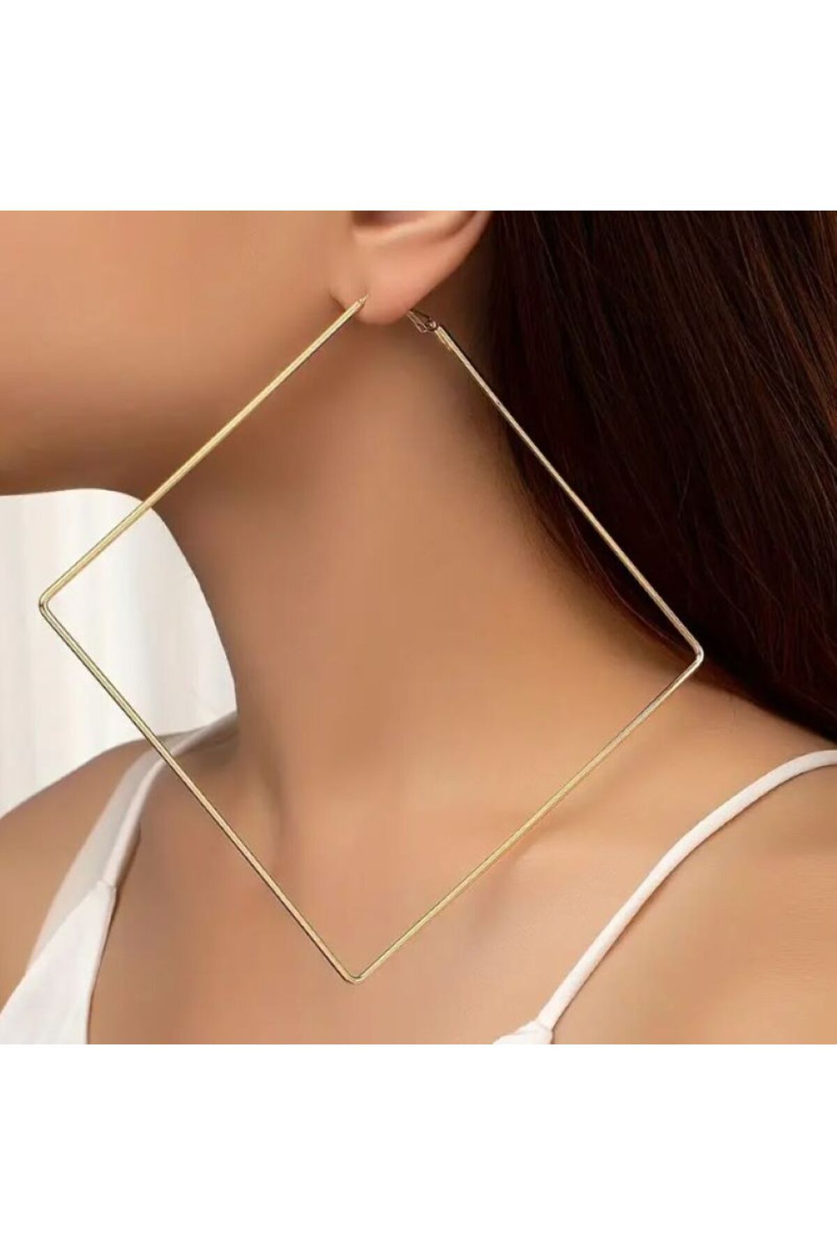 18  Ayar Altın Kaplama, Geometrik Küpe