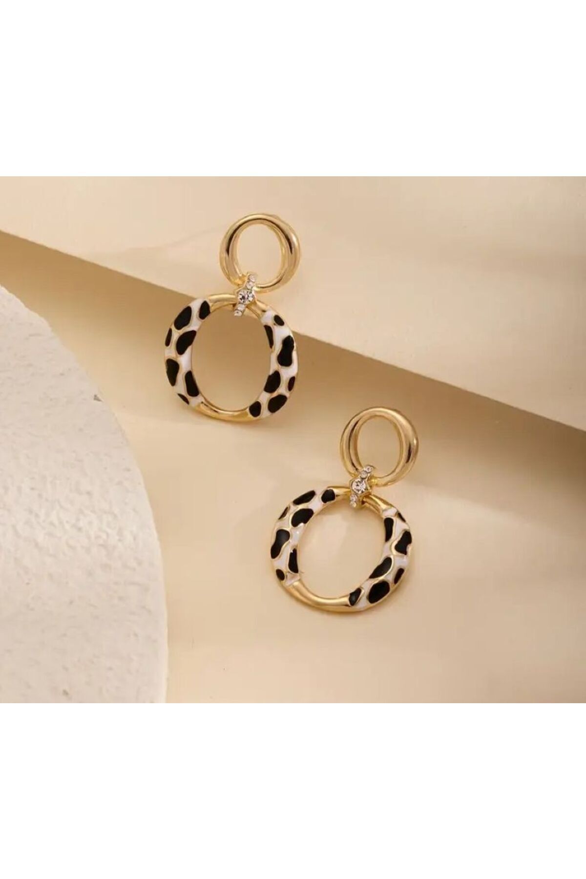 14K Altın Kaplama Retro Leopar Küpeler