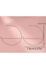 14K Altın Kaplama, Geometrik Büyük Halka Küpe