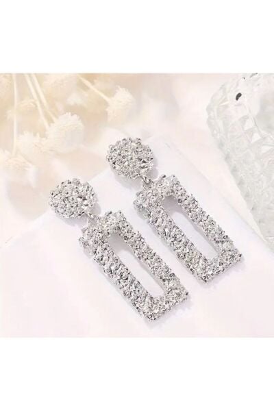 Gümüş Renk Geometrik Küpe