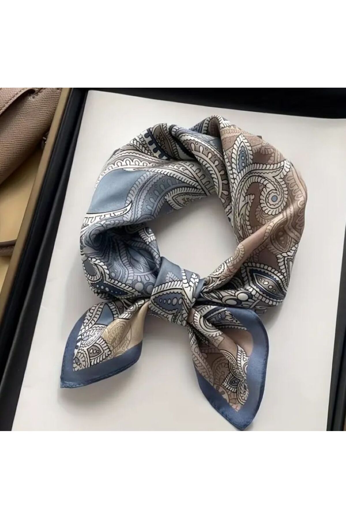Paisley Desenli, Yumuşak,, Güneşten Koruyan, Rüzgar Geçirmez, Çift Taraf Baskılı, Fular, Eşarp 70x70 Mavi