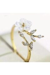 Çiçek Motifli, İnce, Zarif Ayarlanabilir Yüzük